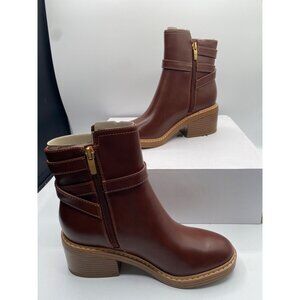 Marc Fisher Women's Dark Natural Marieta Block Heel Dress Zipper Booties NWB